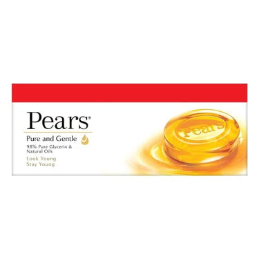 Pears Pure & Gentle Soap Bar (Buy 4 get 1 free) - With Glycerin for Soft, Glowing Skin & Body, Paraben-Free Body Soaps For Bath